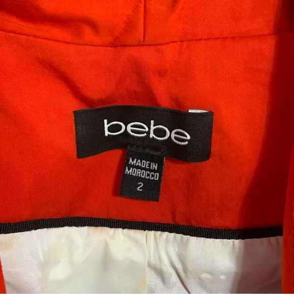 VTG Bebe Red Open Front Blazer Jacket Size 2 - Picture 3 of 14